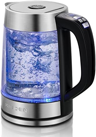 Double Wall Glass Electric Kettle with Precise Variable Temperature Control and Keep Warm Function, 1.7L Cordless Fast Boiling Auto Shutoff Boil-Dry Protection for Coffee & Tea Brewing