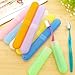 Ewanda store Pack of 4 Pcs Assorted Color Plastic Toothbrush Toothpaste Holder Case for Travel Use