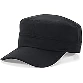 Cadet Army Cap Military Style Adjustable Flat Top Cap Unisex Basic Baseball Hat for Men Women