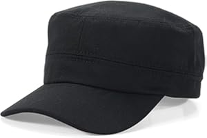 PTDUABENLU Cadet Army Cap Military Style Adjustable Flat Top Cap Unisex Basic Baseball Hat for Men Women