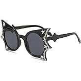 COTIA Fashion Bat Sunglasses Women Men Diamond Butterfly Frame Stars Decor Y2K Funny Halloween Cosplay Eyeglasses