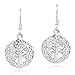 AeraVida Symbolic Mystic Celtic Frame Tree of Life .925 Sterling Silver Dangle Earrings | Simple Round Tree of Life Earring for Women