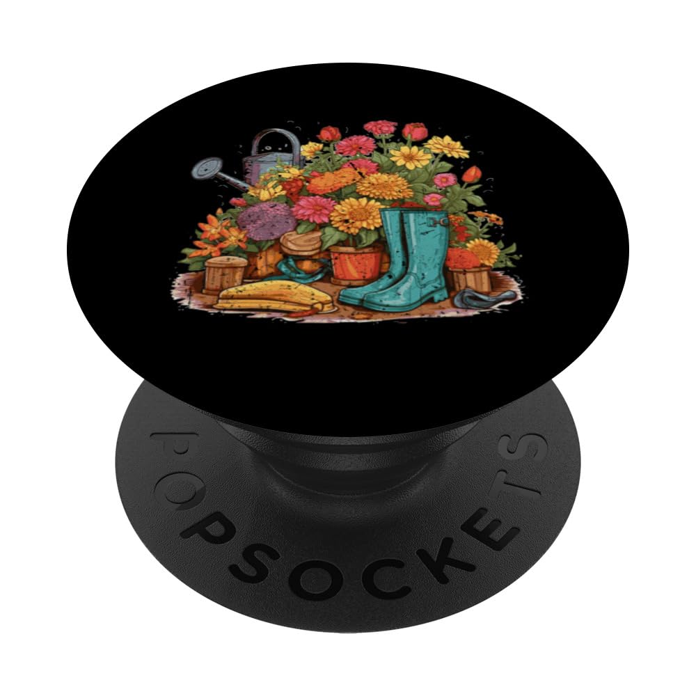 Happy Garden Design With Flowers And Plant Diversity PopSockets Swappable PopGrip