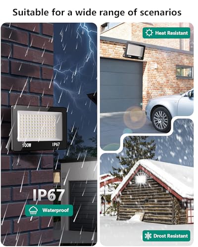 HAPYLUMI Outdoor LED Floodlight, 30000 W, 30000 LM Powerful Outdoor LED Spotlight, 6500 K Cool White Security Lighting IP67 Waterproof for Garden, Patio, Garage, Terrace, Warehouse