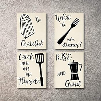 Amazon Com Kitchen Wall Decor Art Prints 4 Unframed Rustic Wall