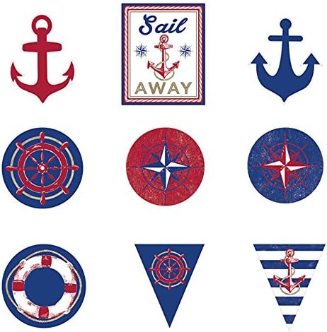 Summer 'Nautical Anchors Aweigh' Cutout Decorations (12pc)