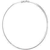Savlano 925 Sterling Silver 4MM Italian Solid Flat Omega Chain Necklace for Women - Made in Italy Comes With a Gift Box
