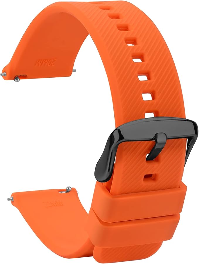 TStrap Silicone Watch Straps 20mm Quick Release Watch Bands Soft Rubber Black Waterproof