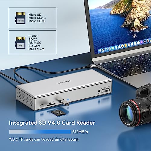 WAVLINK DisplayLink 19-in-1 USB-C/A Docking Station for Mac M1/M2, Windows Laptops and New MacBook Neo, 4 Monitors 5K/4K@60Hz, 4 HDMI + 4 DP, LAN 2.5G, 180W, 10Gbps