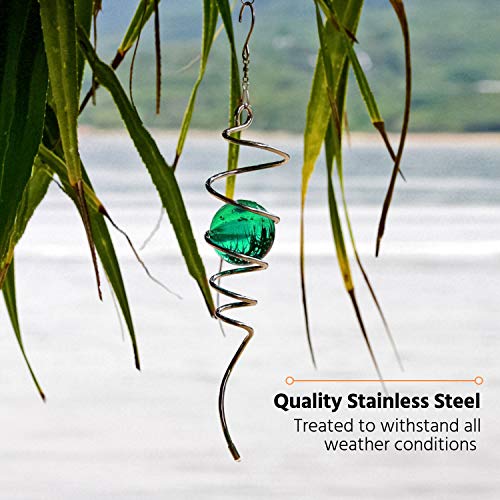 Art Jardin Wind Spinner Spiral Tail Green Glass Helix Spiral Ball for Hanging Wind