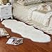 YJ.GWL Soft Faux Sheepskin Fur Fluffy Area Rug for Bedroom Living Room Floor Bedside Shaggy Runner Rugs 2 x 6 Feet White