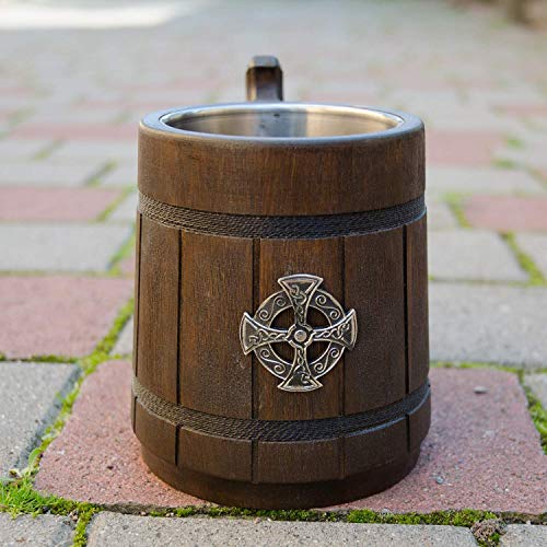 Celtic Wooden Beer Mug 20 Oz Handcrafted Tankard Medieval Beer Steins Mugs Lovely Novelty
