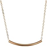 Designed By Stacey Handmade Dainty Horizontal Bar Pendant Necklace, Trendy 14KT Gold-Filled Jewelry, Gifts for Women, Birthday, Just Because, Anniversary, Christmas, 16 to 18" Adjustable Chain