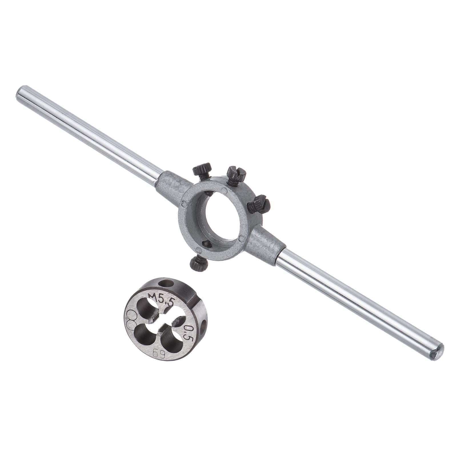 CoCud Die Stock Handle Set, M5.5x0.5 Thread Die & Fit 20mm OD / M3.5-M6 Die Wrench Tool Kit - (Applications: for Threading Repairing), 1-Set