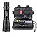 LED Tactical Flashlight High Lumens Phixton Rechargeable 5000mAh 18650 Battery Charger Gift Case Kit 1200lm L2 Adjustable Handheld Light 5-Mode Water-resistant Flash Torch For Indoor Outdoor Emergency