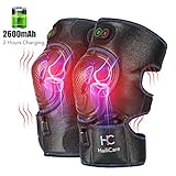HailiCare Heated Knee Massager, Heat & Vabration Knee Brace Wrap Electric Heating Pad W/Rechargable 7.4V Lipo Battery Warm Therapy for Joint Pain, Cramps, Arthritis Meniscus Pain Relief (1 Pair)