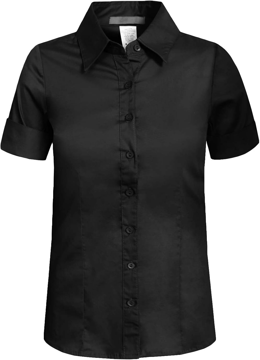 J. LOVNY Girl's Basic Casual Long Sleeve Roll Up Button Down Blouse Shirts: Clothing
