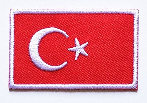 HHO Mini Flag of Turkey Turkish star crescent moon Patch Embroidered DIY Patches, Applique Sew Iron on for everyone Craft Patch for Bags Jackets Jeans Clothes Patch Jacket T-shirt Sew Iron on Costume