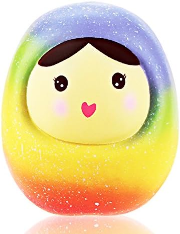 VLAMPO Squishies Jumbo Russian Doll, Slow Rising Super Soft Squishy Toys Stress Relief Time Killer Funny Squeeze Toys Scented Fragrant Cute Charm Gift for Children &amp; Adults.(Rainbow)
