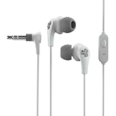 Audio JBuds Pro Signature Wired Earbuds with Microphone and Track Controls, Titanium 10mm Drivers with Custom Fit Gel Tips and Cush Fins, Pink-White