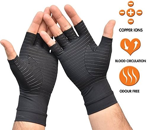 (Large) Premium Arthritis Compression Gloves with Copper. Strongest Copper Infused Gloves for Carpal Tunnel, Pain Management, Computer Typing, Inflammation, and All Day Support for Hands [1 Pair]