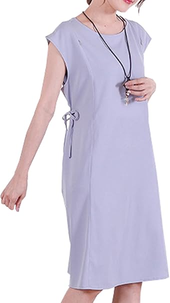 Amazon Co Jp My Spica 授乳服 マタニティ ワンピース 膝丈 産前産後 着れる マタニティー 服 帰省 結婚式 お宮参り 春 夏 リボン ラベンダー 服 ファッション小物