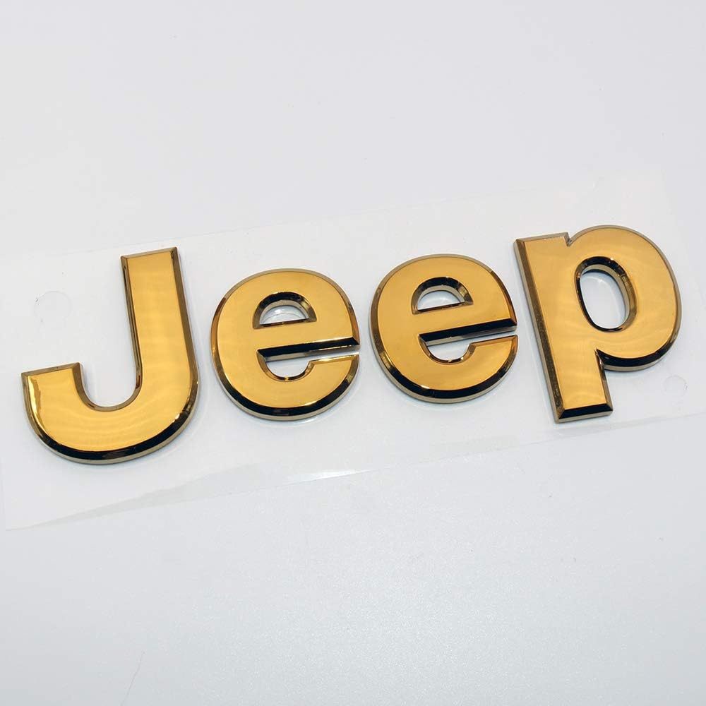 US85 Direct 3D Jeep OEM ABS Grand Cherokee Front Hood Adhesive Emblem Logo Badge Modified Replacement (Gold Chrome)