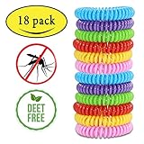 Mosquito Repellent Bracelets,Natural for Kids & Adultsï¼ˆ18 Packï¼‰Waterproof Elastic Coil Pest Control Bug Repellent Wristbands up to 300 Hrs Protection,Deet-free and Bugs Free