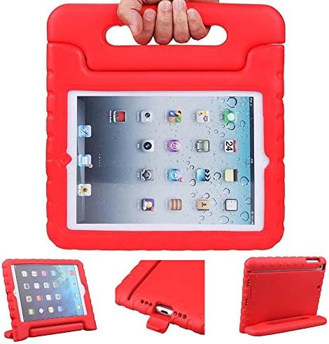 iPad Mini Case - Animov Kids Light Weight Kido Series Multi Function Convertible Handle Kickstand Kids Friendly Protective Shockproof Cover with Stand &amp; Handle for Apple iPad Mini - Red