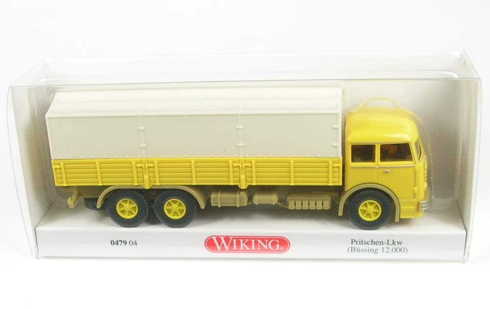 Wiking 047904 Flatbed Truck (Büssing 12.000) Mustard Yellow - Miniature Model 1:87 - No Toy
