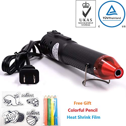mofa Embossing Heat Gun,Hot Air Gun Tools Shrink Gun with Stand For DIY Embossing And Drying Paint Multi-Purpose Electric Heating Nozzle 130W With Heat Shrink Film,Colorful Pencil For Free(Black,Red) - Thumbnail 7