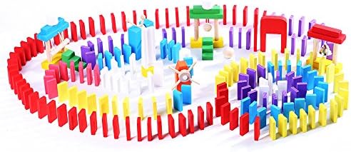 Joqutoys 600 Pieces Wooden Dominoes Blocks Set Racing Game Educational for Kids