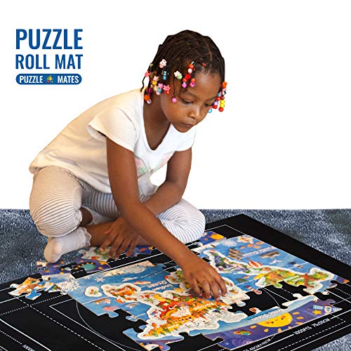 Puzzle Mat Roll Up,Store and Transport Puzzles to 1500 Pieces,with 4
