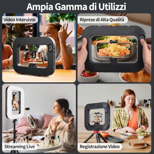 yAyusi Mobile Phone Light Video Light Phone Stabilizer with Light, 8000mAh LED Selfie Ring Light with Phone Holder, Video System for Smartphone/Action Cam/Vlog/TikTok (Clip)