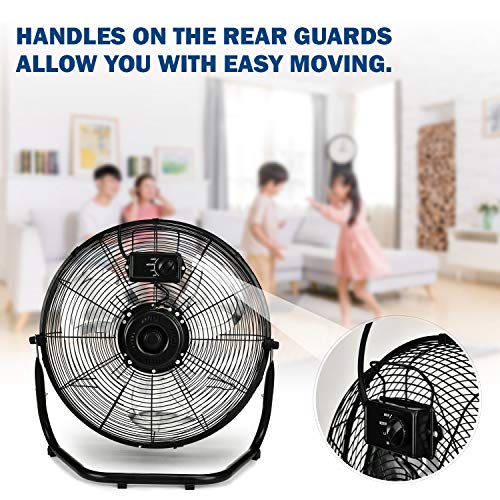 Simple Deluxe 12 Inch 3Speed High Velocity Heavy Duty Metal Industrial Floor Fans, Black