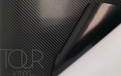 TourVinyl - 4d Carbon Fiber Vinyl Car Wrap - Any Size - Any Color - Includes Our 3 Year Warranty and Install Guide - Universal Exterior Outdoor and Interior Automotive Use - Flexible - Removable - With Air Bubble Release Channels Black 12-by-60-inch