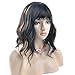 BERON 14'' Short Curly Women Girl's Charming Synthetic Wig with Air Bangs Wig Cap Included (Black Mixed Brown)