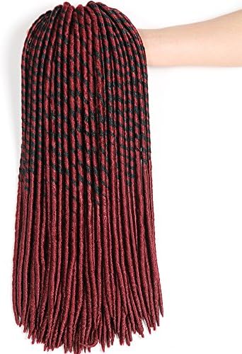 18 Inches Colorful Faux Locs Crochet Hair Dreadlocs Braiding Hair Havana Mambo Faux Locs Synthetic Hair Extensions (TBurgundy)