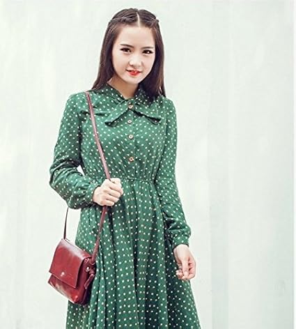 Yukinko ゆきんこ レトロ ワンピース レディース 春 秋 長袖 膝丈 60年代 70年代 古着 風 ワンピース チュニック 通販 Amazon