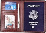 Yuhan Pretty Leather Passport Holder Wallet Cover Case RFID Blocking Travel Wallet (Brown)