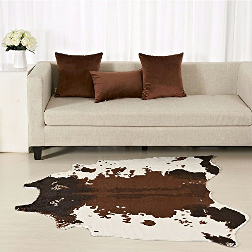 image for Jaye Cow Print Rug 4.4x4.6 Feet Faux Cowhide Rug Animal Printed Rug Ca