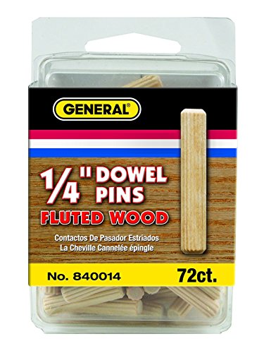 General Tools 840014 1/4-Inch Fluted Wood Dowel Pins, 72-Pack