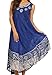 Sakkas 15009 - Alexis Embroidered Long Sleeveless Floral Caftan Dress / Cover Up - Royal Blue - OS