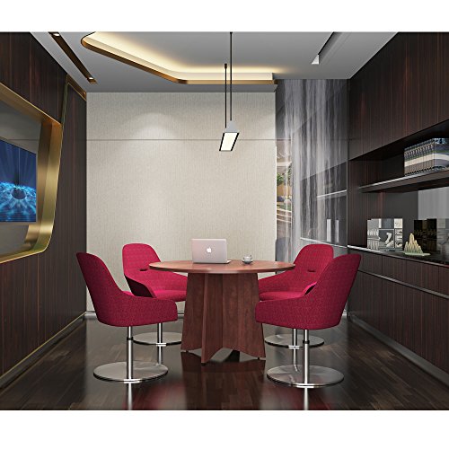 Sunon 41.3'' Dia Round Conference Table with X-Shaped Wood Panel Small Dining Table (Cherry)