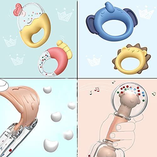 YKiMi 13pcs Baby Rattle Toys, Baby Rattle Sets Teether Rattles Toys, Spin Rattle Toy Early Educational Toys with Whale Storage Box Gifts Set for 0, 3, 6, 9, 12 Months Newborn Infant Baby, Girl, Boy