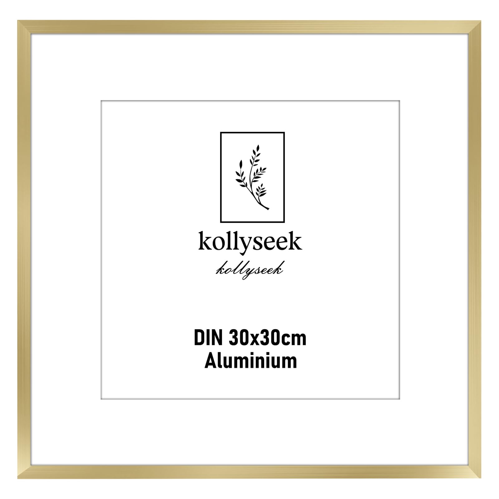 kollyseek Aluminium Frame 30x30cm Gold Metal Poster Frame with Shatterproof Acrylic Glass Modern Picture Frame with Mount for Pictures Poster Photo Gold