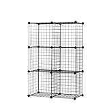 UNICOO - Multi Use DIY 6 Cube Wire Grid Organizer,Cube Storage, Bookcase, Bookshelf, Storage Organizer, Toy Organizer - (Black Wire)