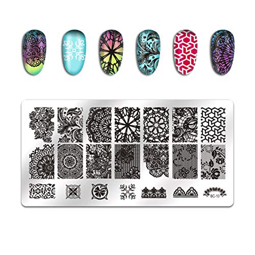 Biutee 5pcs Nail Stamping Plates + 1 Stamper + 1 Scraper Lace Flower Animal Pattern Nail Art Stamp Stamping Template Image Plate Nail Art Stamper Scraper Nails Tool