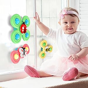 3PCS Suction cup spinner toys for 1 2 Year old boys|Spinning top baby toys 12-18 months|First birthday baby gifts for 1…