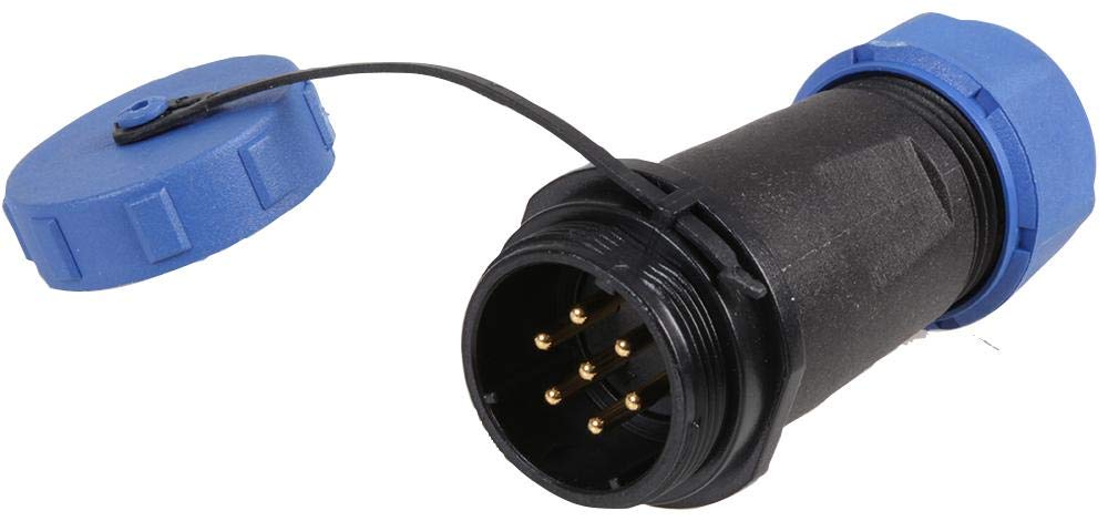 PRO ELEC Circular Connector, SP211 Series, Cable Mount Plug, 7 Contacts, Solder Socket, Threaded, IP68, 15A, 500V – Durable Nylon Body